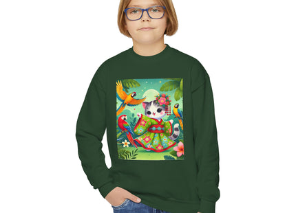 Parrot Dance of the Geisha Kitten Youth Crewneck Sweatshirt