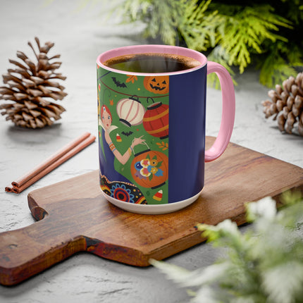 🏮🎃 The Lady Of Halloween Lanterns Colorful Mug – Colorful Art Deco Halloween Charm