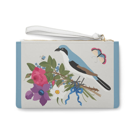 Bluebird & Butterfly Clutch Bag – Elegant Charm & Springtime Grace