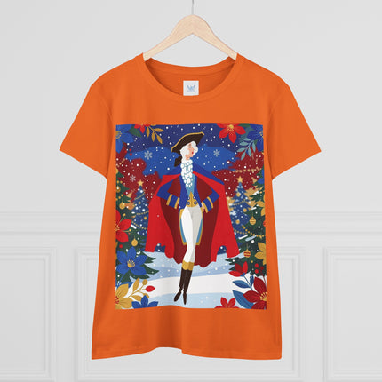 🎄🎭 The Christmas Masquerade Lady Cotton Tee – Art Deco Holiday Glamour