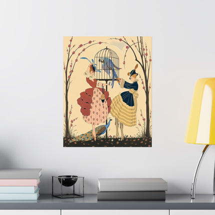 🦚🌸 The Garden Of The Exotic Birds Matte Vertical Poster – Art Deco Fashion Whimsy