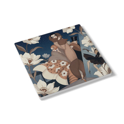 🌙🌸 The Midnight Magnolia Masquerade Ceramic Tile – Art Deco Evening Elegance