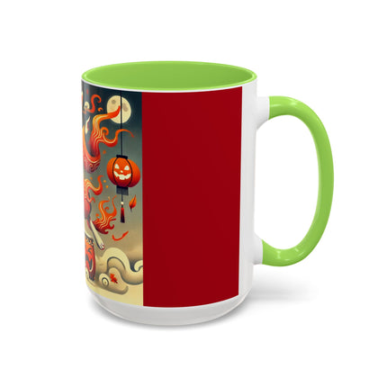 Jack-O’-Lantern Drums & The Kabuki Rabbit Colorful Mugs (11oz, 15oz)