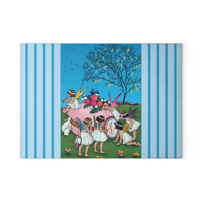 Enchanted Easter Gathering Glass Cutting Board