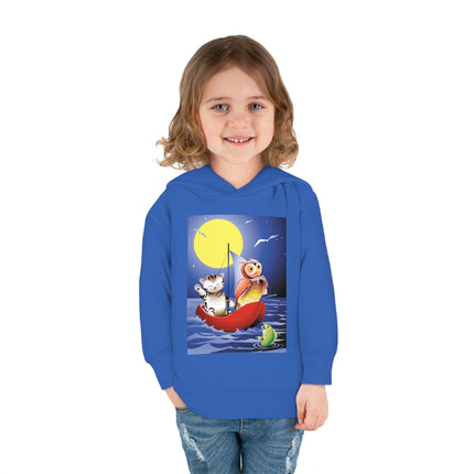 Embarking on a Moonlit Journey Toddler Pullover Fleece Hoodie