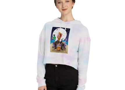 Moonlit Pirate Halloween Women’s Cropped Hooded Sweatshirt