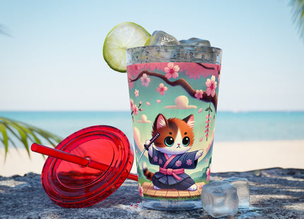 Samurai Kitten Sunsplash Tumbler with Straw, 16oz