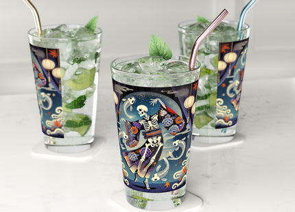 Skeleton Kabuki Performer Glass, 16oz
