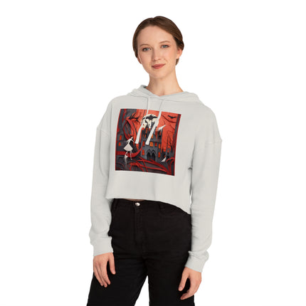 Halloween Night Scene Women’s Cropped Hooded Sweatshirt