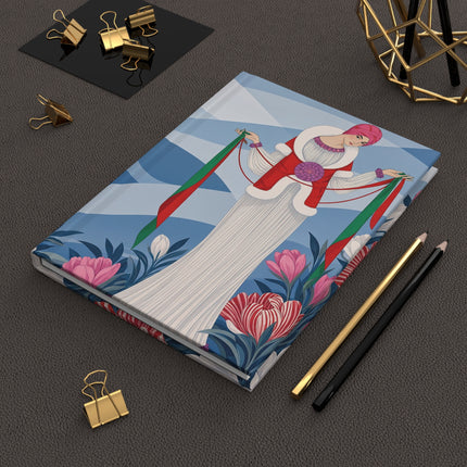 🌸🎀 The Lady Of The Ribbon Garden Hardcover Journal – Art Deco Floral Elegance