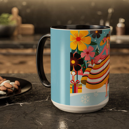 🌼🎄 The Christmas Blossom Belle Colorful Mug – Colorful Art Deco Holiday Fantasy