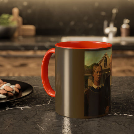 American Gothic by Grant Wood Colorful Mugs (11oz, 15oz)