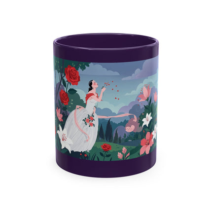 🌹💌 The Lady Blowing Kisses In The Rose Garden Ceramic Mug – Art Deco Floral Romance