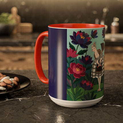 The Lady Of The Lotus Garden Colorful Mugs – Art Deco Botanical Elegance