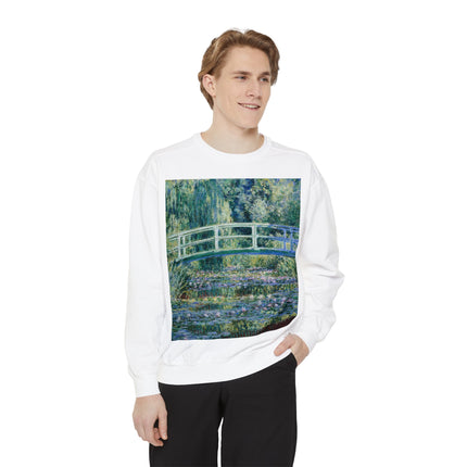 Water Lilies and Japanese Bridge by Claude Monet Unisex Garment-Dyed Sweatshirt