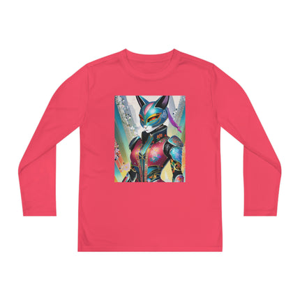 Cyberpunk Chic Youth Long Sleeve Competitor Tee – Holographic Style & Futuristic Adventure