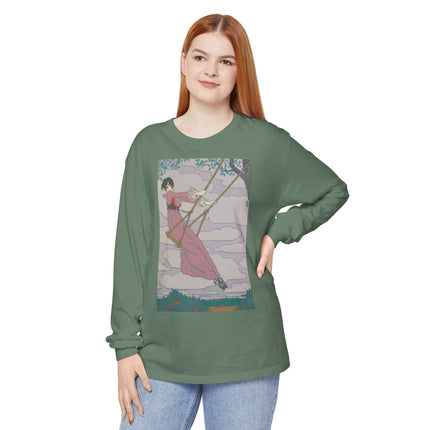 La balançoire by Georges Lepape Garment-dyed Long Sleeve T-Shirt