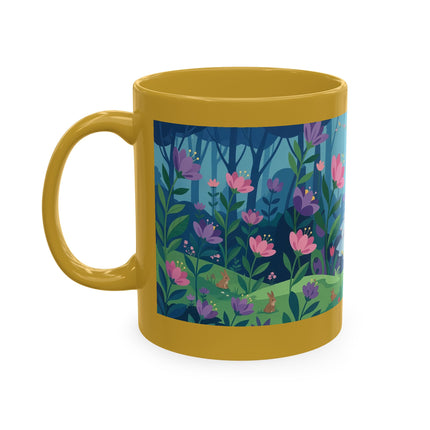 🌸☂️ The Lady Of The Enchanted Garden Stroll Ceramic Mug – Art Deco Floral Whimsy