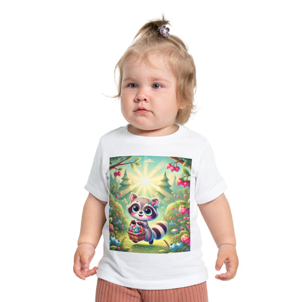 Raccoon’s Berry Basket Baby T-Shirt – Sweet Woodland Charm & Sunny Adventures