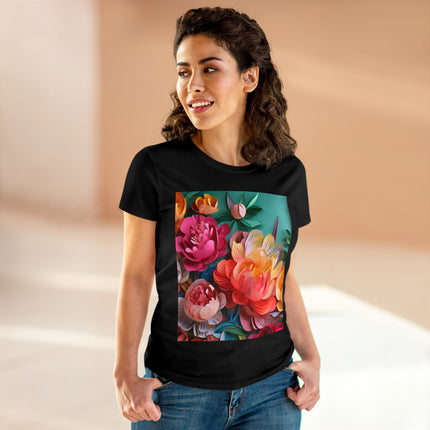 Peonies in Full Bloom Women's Midweight Cotton Tee