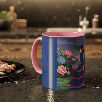 The Lady Of The Garden Stroll Colorful Mugs – Art Deco Botanical Elegance