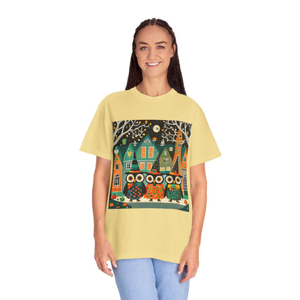 Night of the Trick-or-Treating Owlets Unisex Garment-Dyed T-shirt