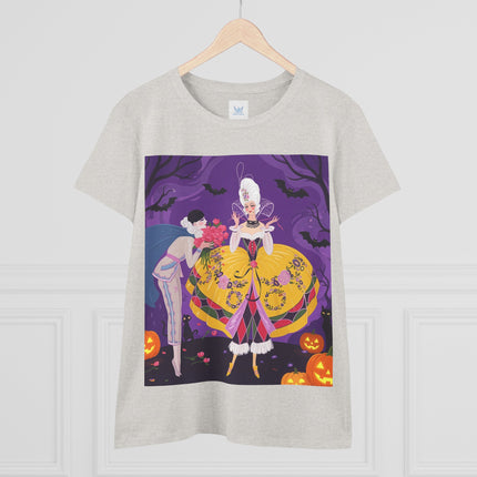 🎭🌹 The Harlequin Rose Masquerade Cotton Tee – Theatrical Halloween Romance