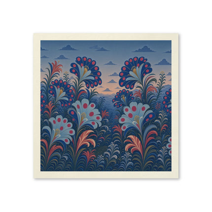 🌸🌄 The Twilight Peacock Blossom Garden Napkins – Art Deco Floral Elegance