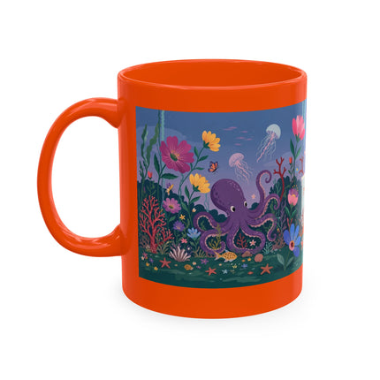 🐠🌸 The Lady Of The Underwater Flower Garden Ceramic Mug – Art Deco Aquatic Whimsy