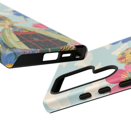 🌸🪞 The Floral Parasol Reflection Phone Case – Art Deco Garden Fantasy