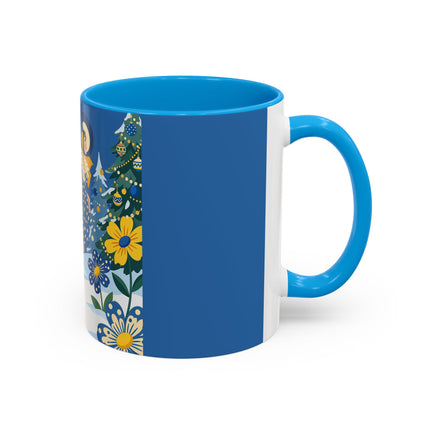 💙🌼 The Bluebell Christmas Promenade Colorful Mug – Art Deco Holiday Fantasy
