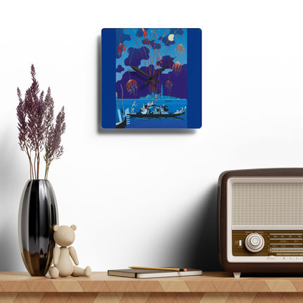 Fireworks in Venice by George Barbier Acrylic Wall Clock