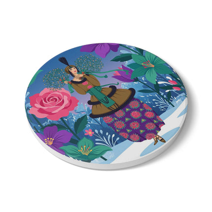 🌹❄️ The Holly Rose Of Winter Ceramic Tile – Art Deco Christmas Garden