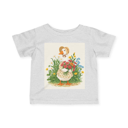 🪿🌸 The Little Flower Garden Goose Infant Fine Jersey Tee – Whimsical Woodland Charm