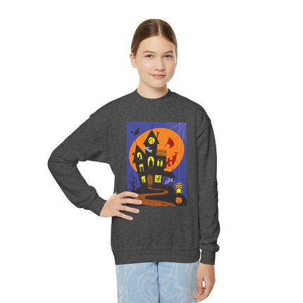 Halloween Night at the Haunted House Youth Crewneck Sweatshirt