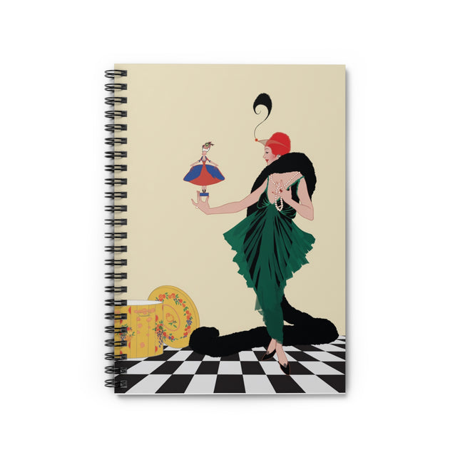 The Marionette Spiral Notebook – Theatrical Glamour & Vintage Cabaret Charm