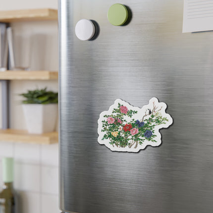 Peonies and Birds by Okamoto Shuki Die-Cut Magnets (5 Sizes)