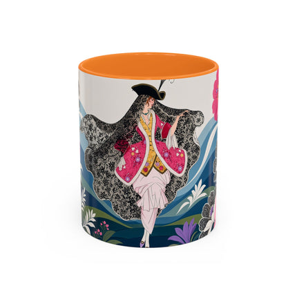 🌸🎀 The Pink Lace Garden Promenade Colorful Mug – Art Deco Fashion Elegance