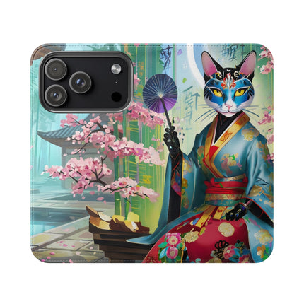 🌸✨ Cyberpunk Geisha Flip Case – Neon Elegance & Futuristic Grace