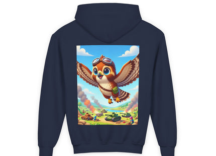 Red-Tailed Hawk in Battle Youth Heavy Blend Hooded Sweatshirt