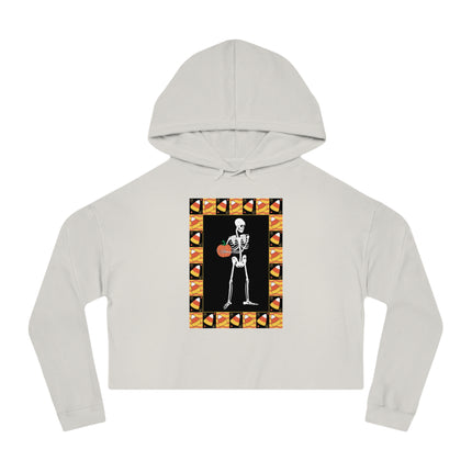Candy Corn Skeleton Women’s Cropped Hooded Sweatshirt