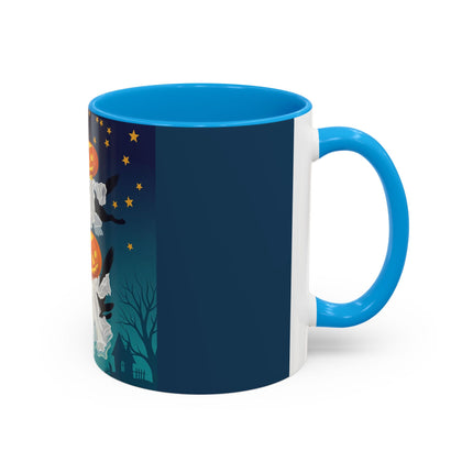 🐈‍⬛🎃 The Flying Black Cats Of Halloween Colorful Mug – Whimsical Storybook Charm