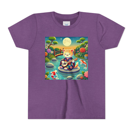 Melodic Kitten by the Koi Pond Youth Short Sleeve Tee
