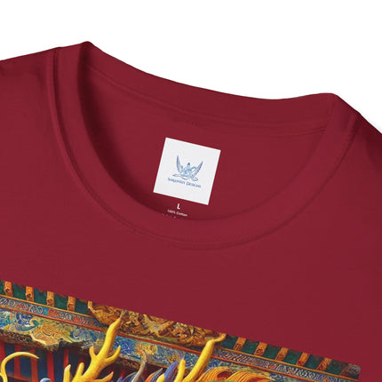 Tibetan Dragon Over Kabuki Duel Softstyle T-Shirt
