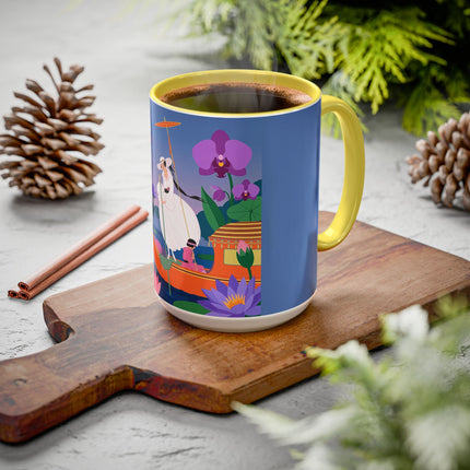 The Lady Of The Lotus Voyage Colorful Mugs – Art Deco Botanical Elegance