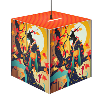 Black Cat in Kimono Light Cube Lamp