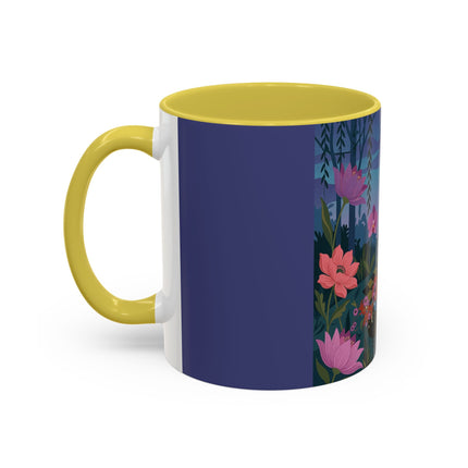 The Lady And The Midnight Birdcage Colorful Mugs – Art Deco Botanical Elegance