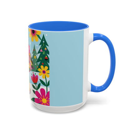 🌸🎄 Christmas In The Winter Garden Colorful Mug – Whimsical Holiday Fantasy