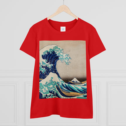The Great Wave off Kanagawa by Katsushika Hokusai Women's Midweight Cotton Tee