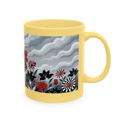 ☂️🌹 The Lady In The Windy Rose Garden Ceramic Mug – Art Deco Fashion Whimsy